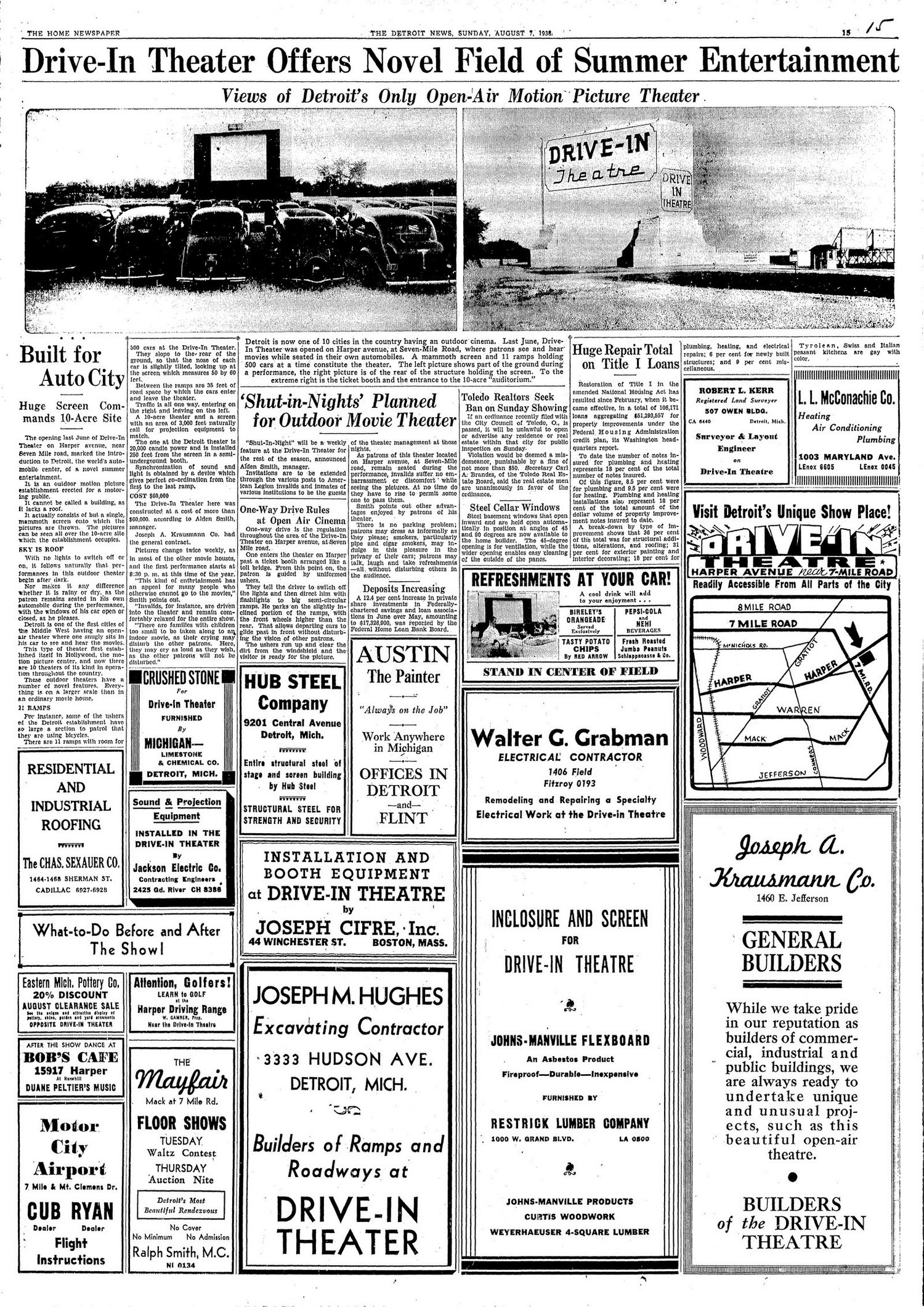 East Side Drive-In Theatre - Aug 7 1938 (newer photo)